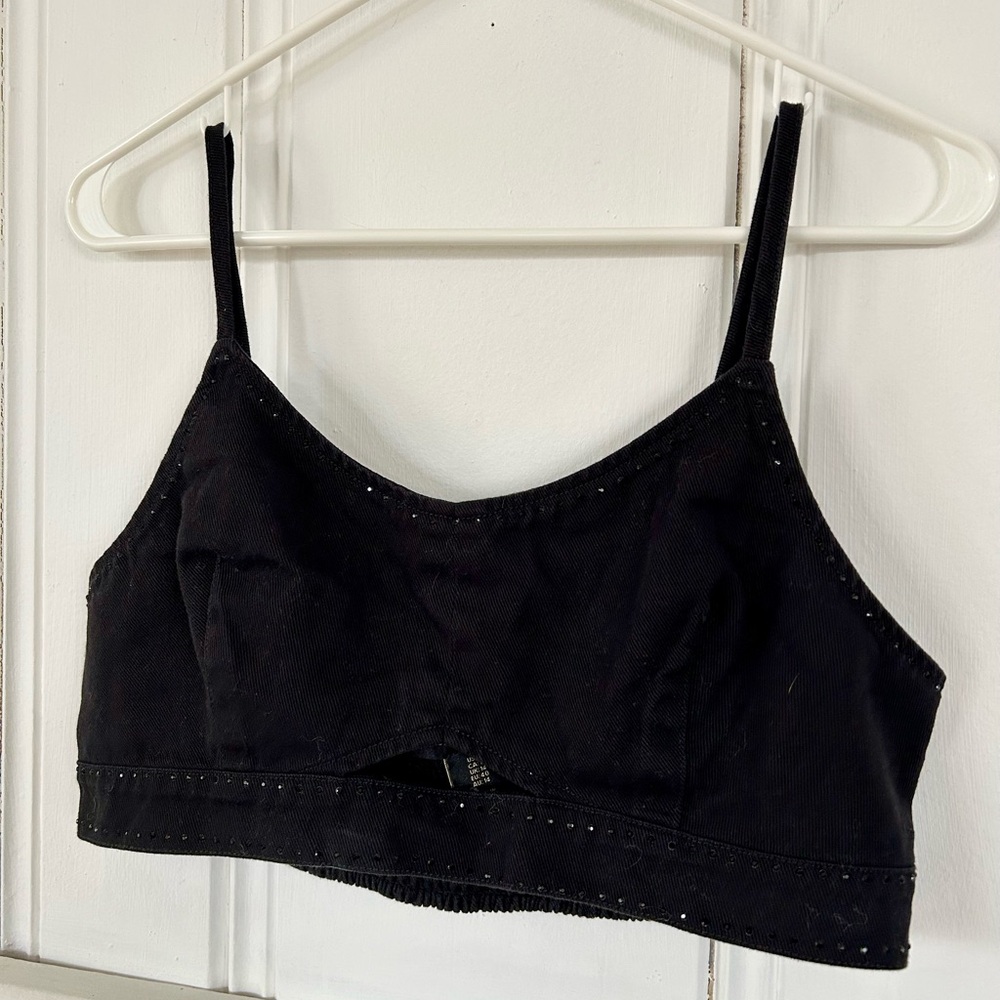 House of Harlow 1960 Black Denim Crop Top size 10